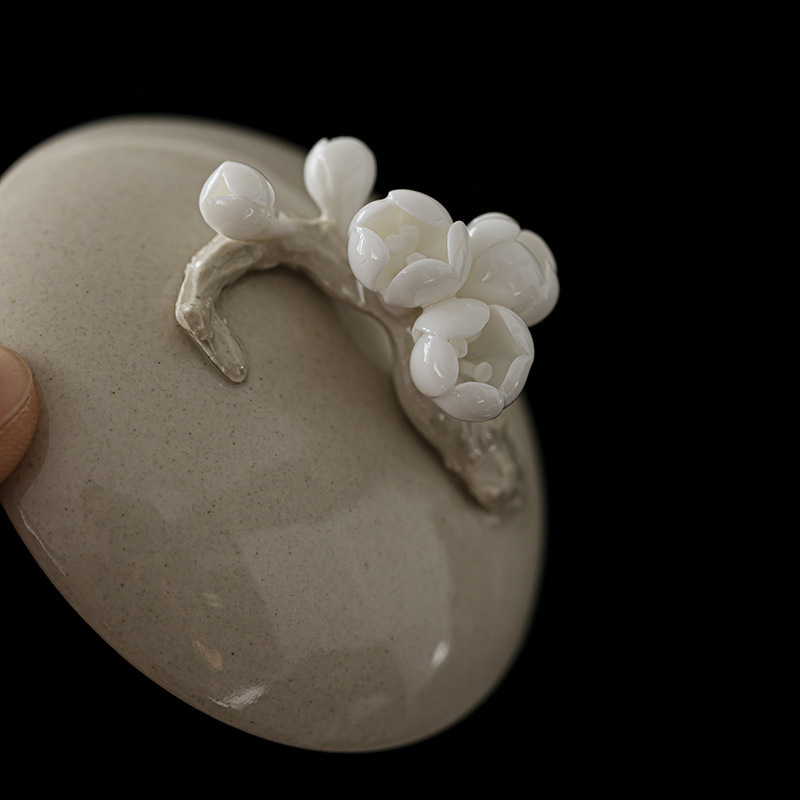 草木灰手工梅花蓋碗