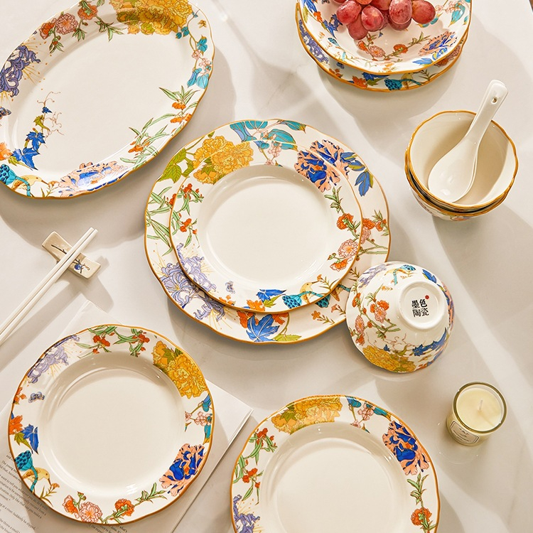 墨色百花卷系列餐具