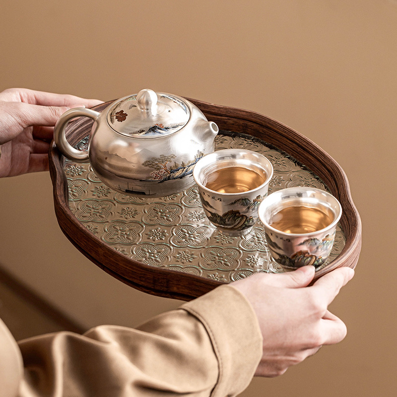 鎏銀萬里山河茶具套裝