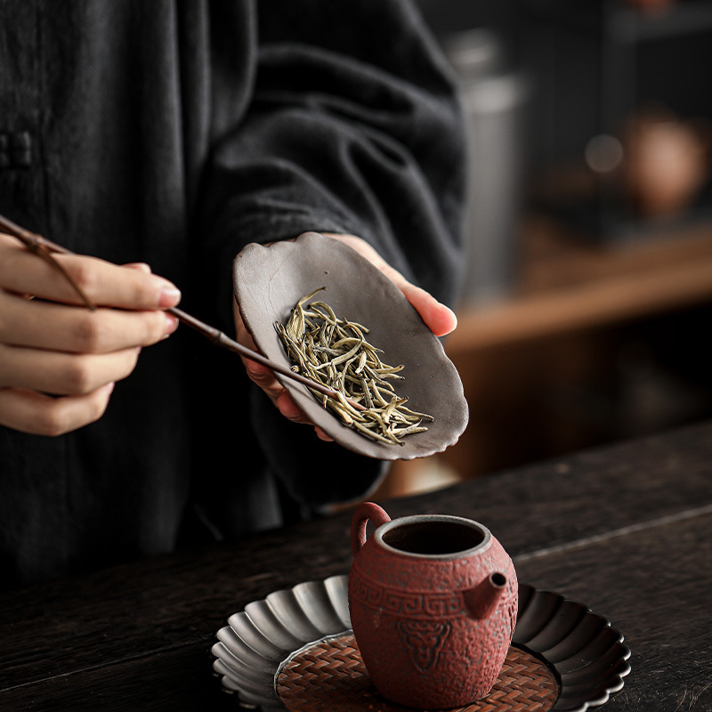 硃砂紅龜甲茶則