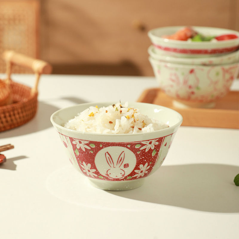 日式創意玉兔陶瓷米飯碗