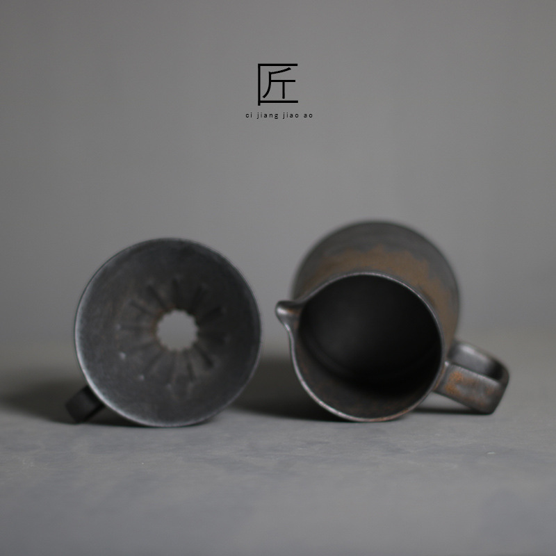 V60陶瓷手沖鎏金咖啡壺套裝