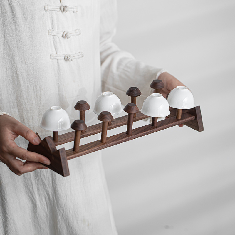 胡桃木置物茶杯架子