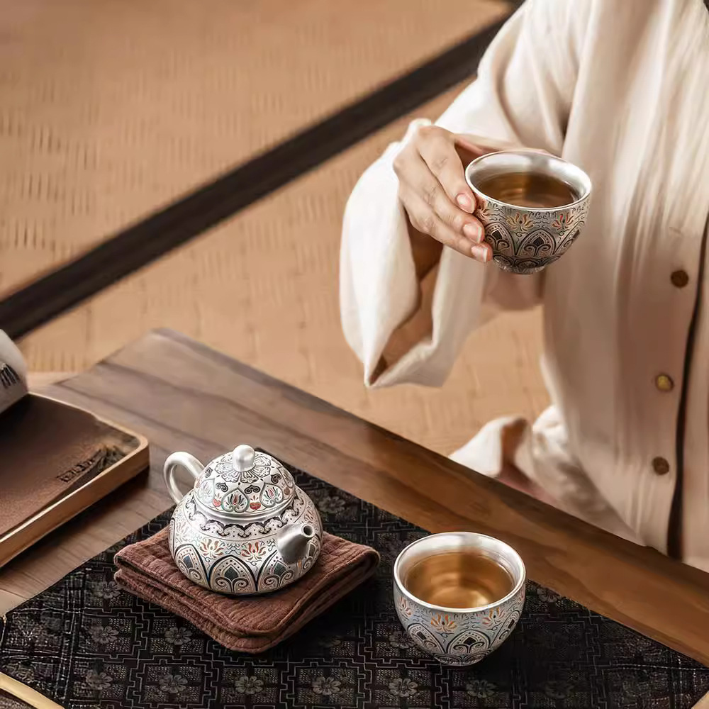 琺瑯彩鎏銀茶具套裝