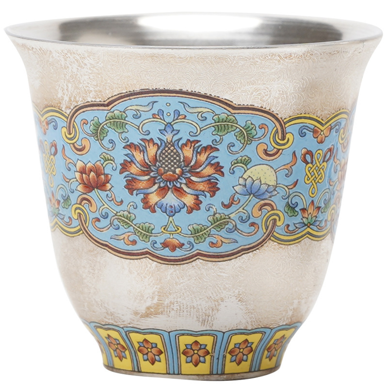 掐絲琺瑯彩鎏銀喝茶杯