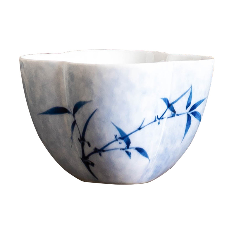 手繪墨竹四瓣杯