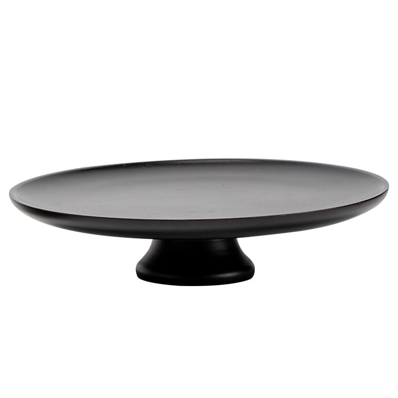 重竹材質圓形日式茶點高腳盤