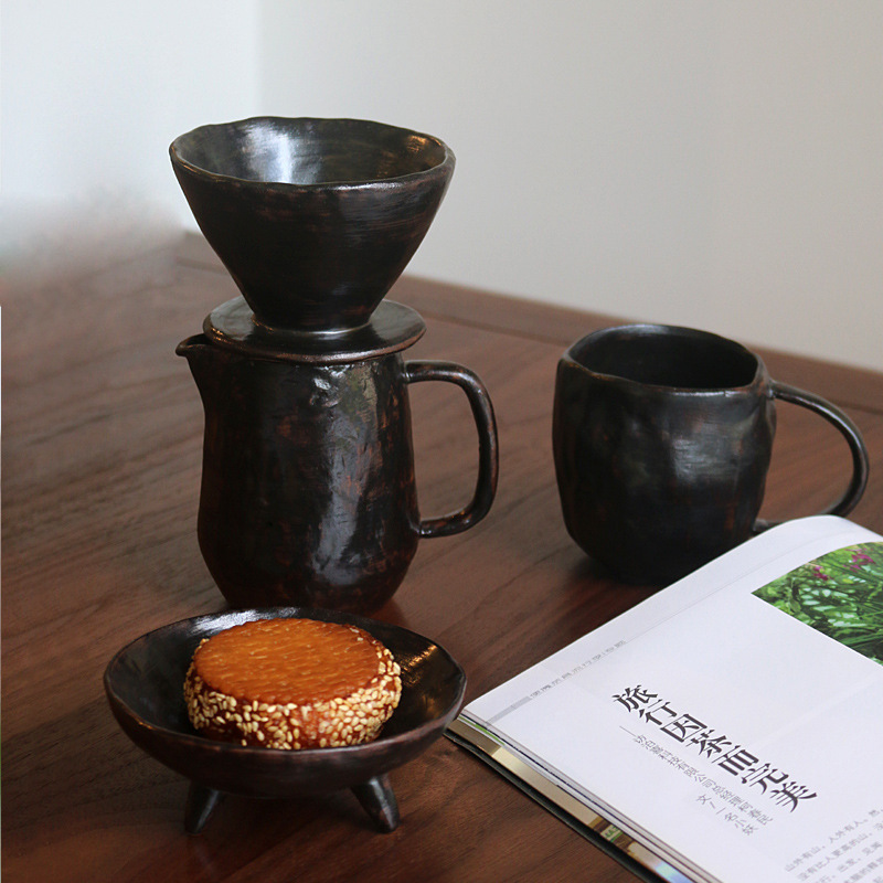 日式岩陶手藝手衝咖啡壺套裝