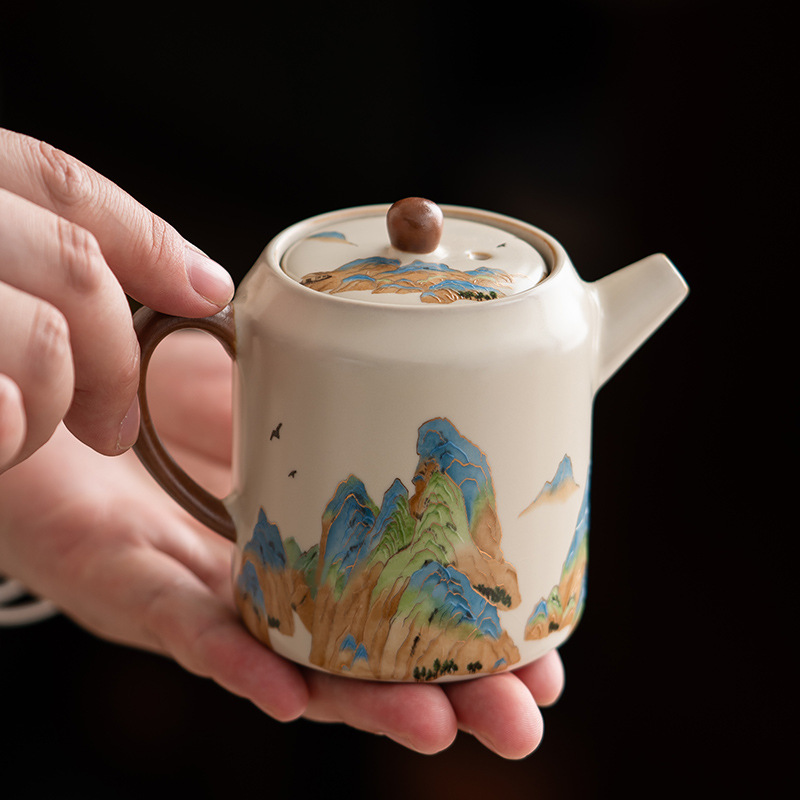 汝窯千裡江山直身壺