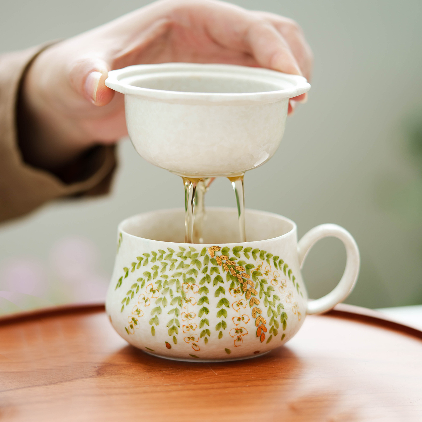 灑金紫藤花茶杯