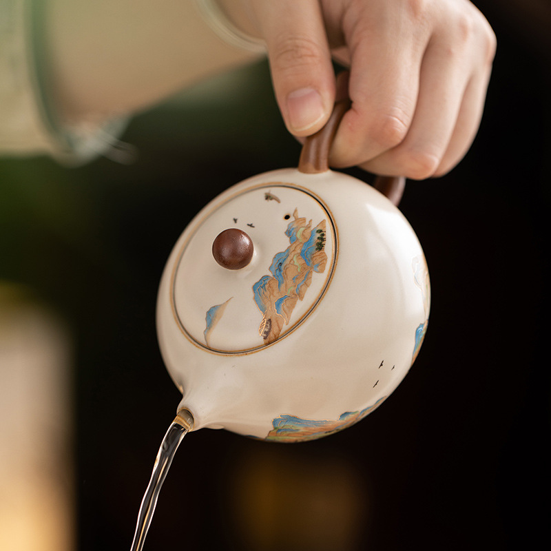 汝窯千裡江山西施壺