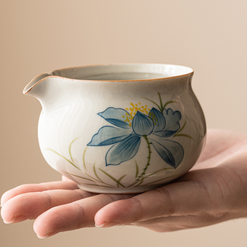 草木灰藍荷花分茶器