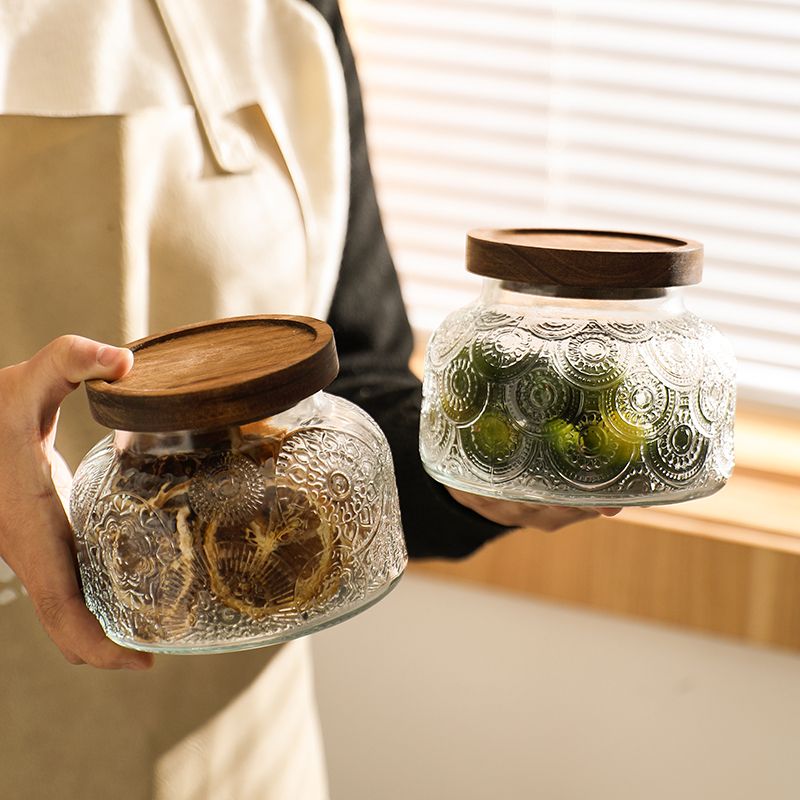 復古浮雕玻璃罐密封罐