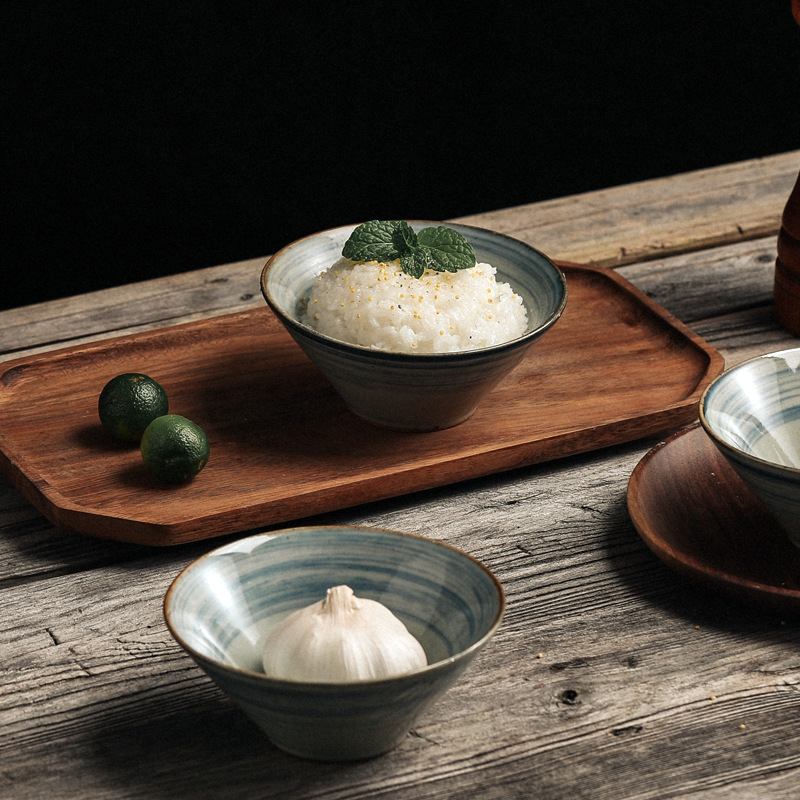 日式青雲手繪陶瓷5英吋斗笠碗