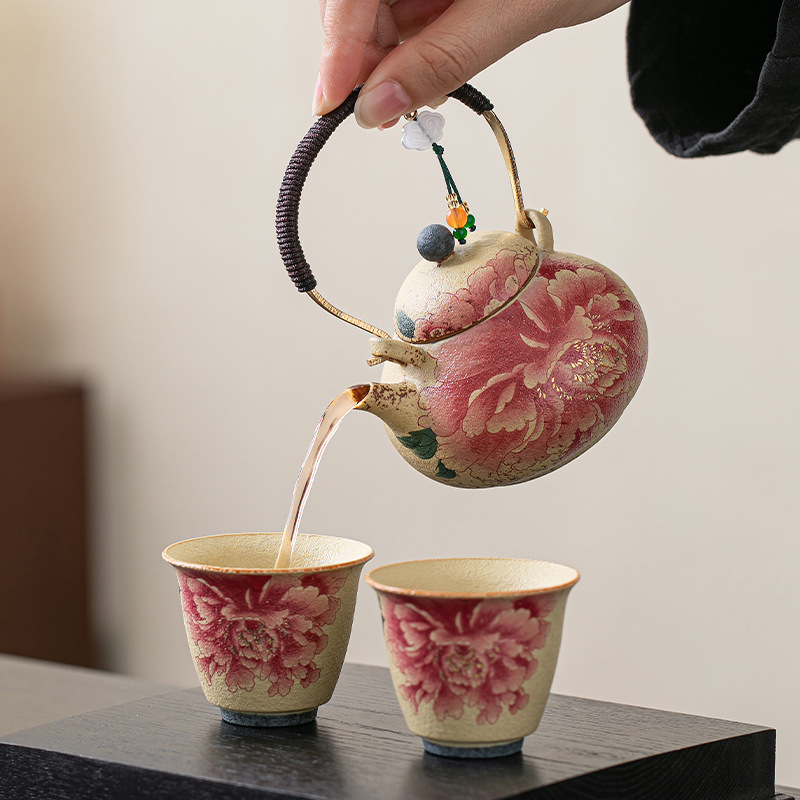 火石紅陶瓷提梁壺