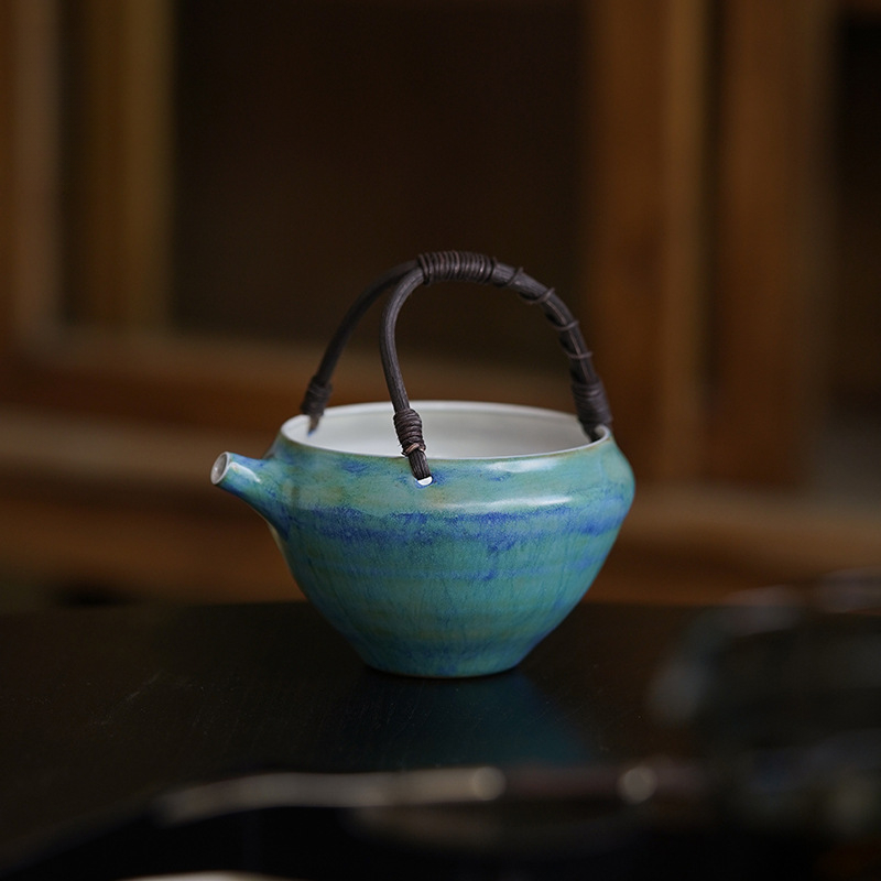 純手工日式粗陶竹編茶海