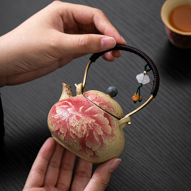 火石紅陶瓷提梁壺