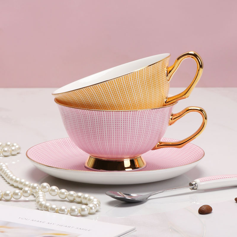 條紋骨瓷咖啡杯碟套裝