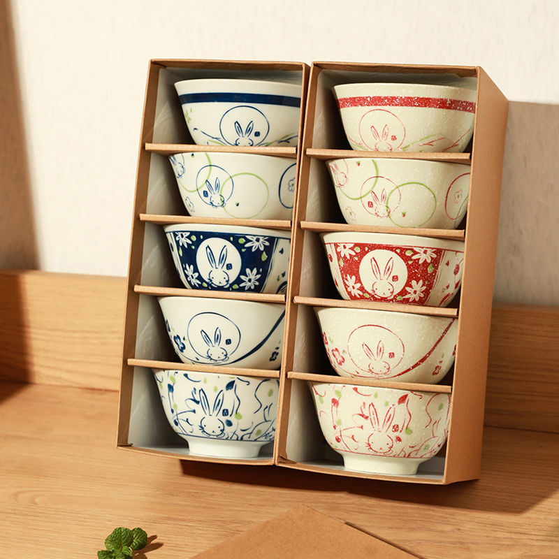 日式創意玉兔陶瓷米飯碗