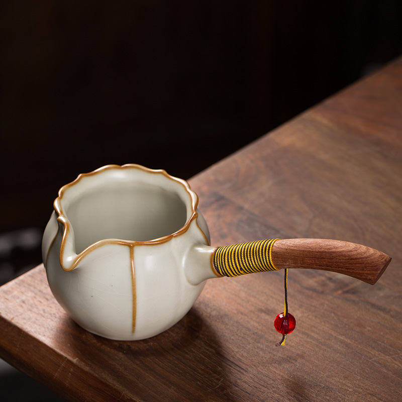 加厚汝窑側把公道杯