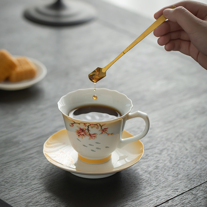 玲瓏花神咖啡杯碟