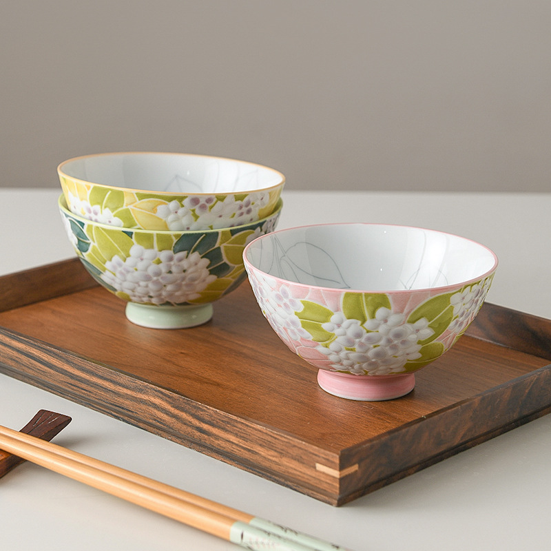 日本進口家用花朵田園風米飯碗