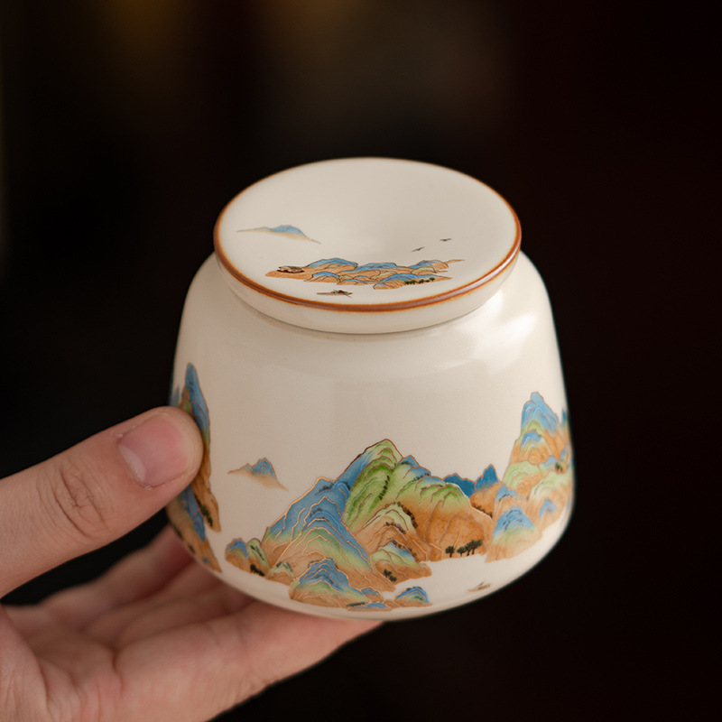 汝窯千裡江山茶葉罐