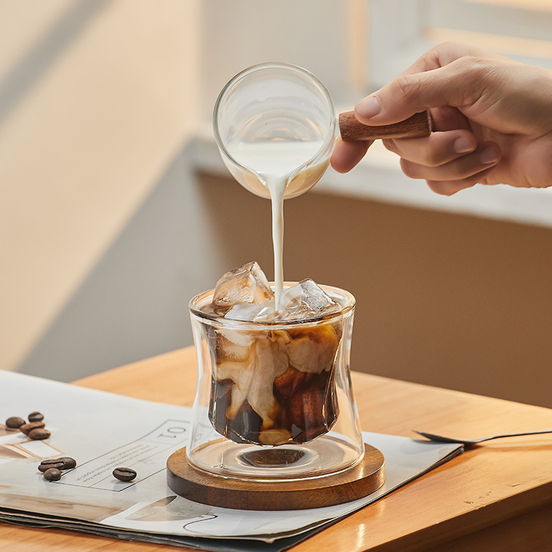 美索米亞高顏值雙層束腰玻璃咖啡杯