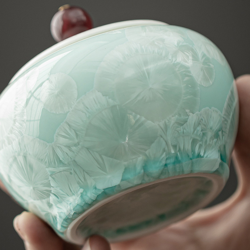 冰晶青綠圓肚茶葉罐