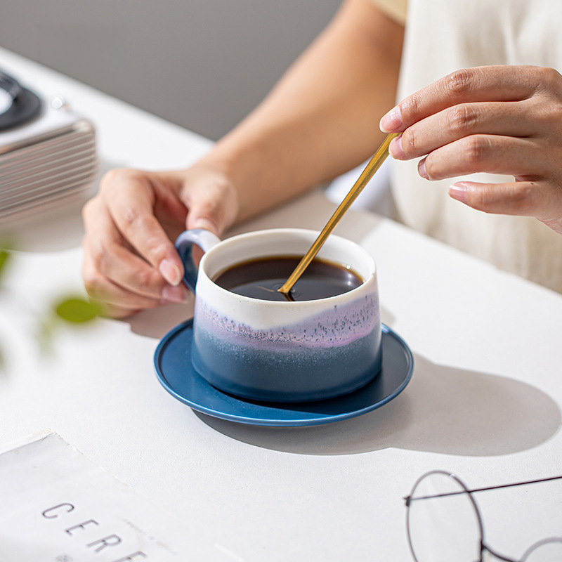 漸變陶瓷咖啡杯碟套裝