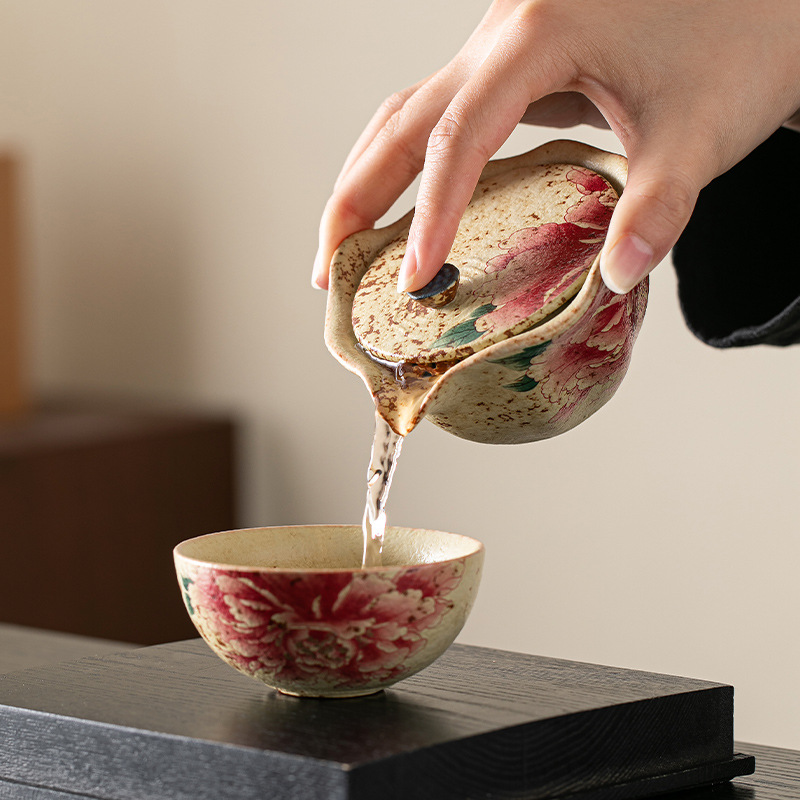 火石紅便攜旅行茶具露營快客杯