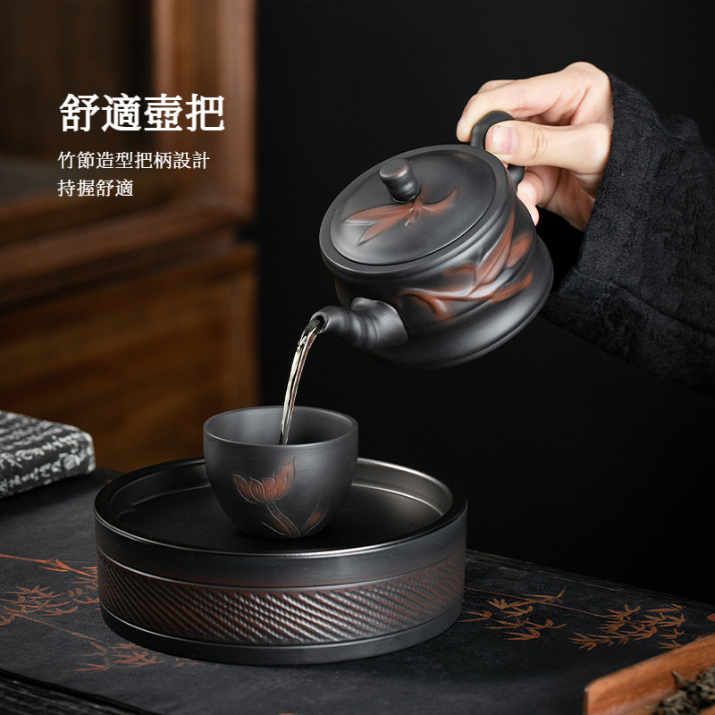 紫陶竹韻竹節壺