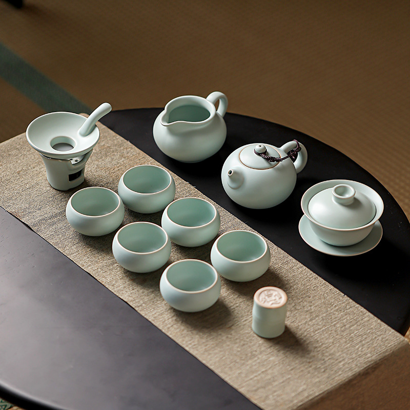 汝窯蓋碗陶瓷套裝