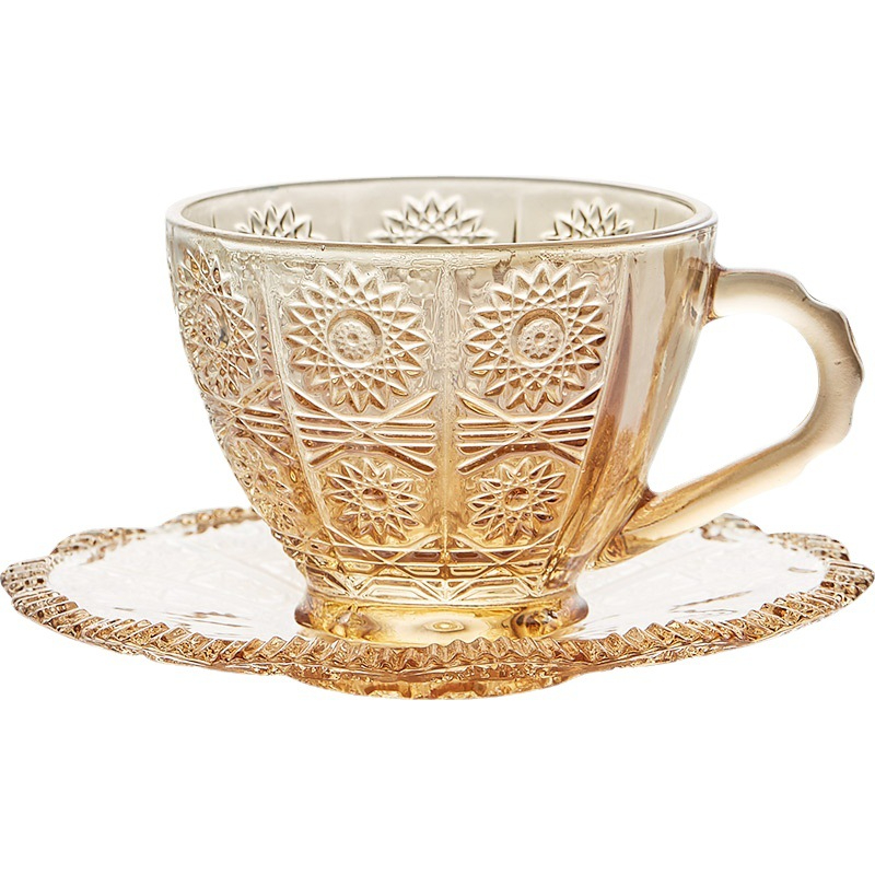 復古浮雕咖啡杯碟套裝