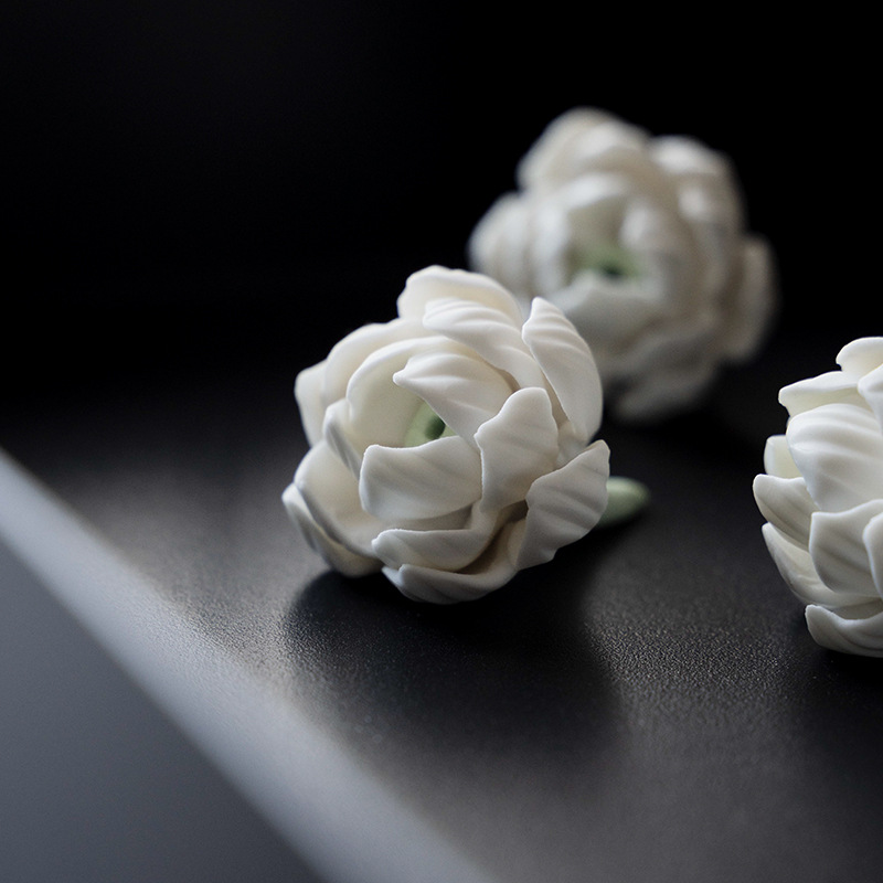 手捏陶瓷摩力花茶香插擺件擱筆架