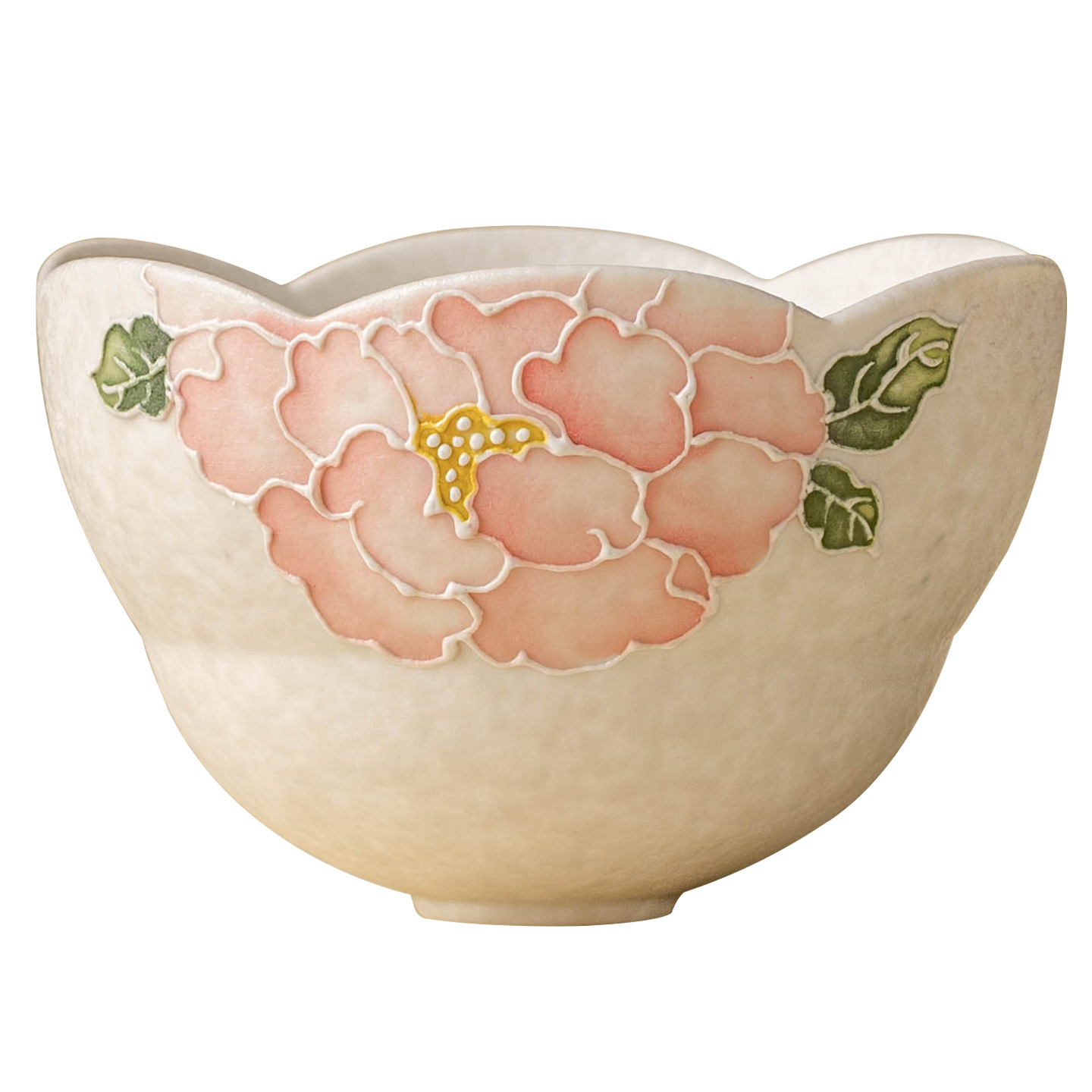 陶瓷茶具堆雕牡丹花口杯