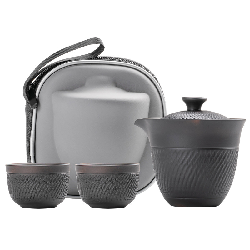 紫陶蓋碗跳刀旅行茶具