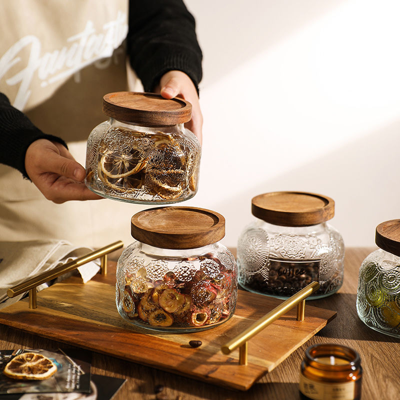 復古浮雕玻璃罐密封罐