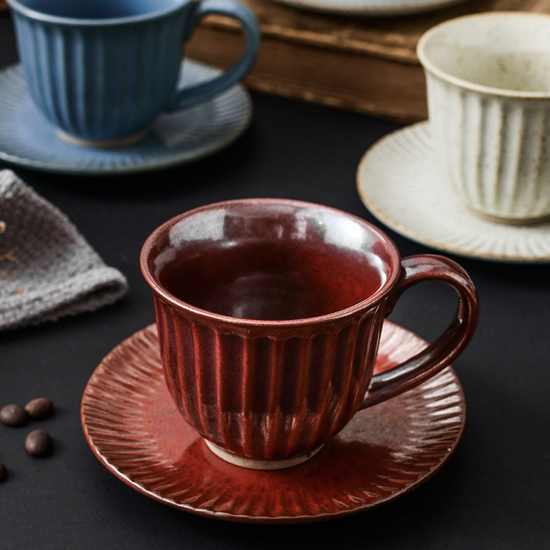 復古手工陶瓷日式咖啡杯碟套裝