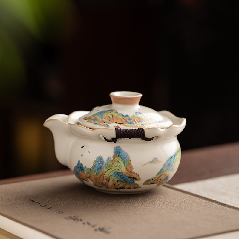 汝窯千裡江山手抓壺