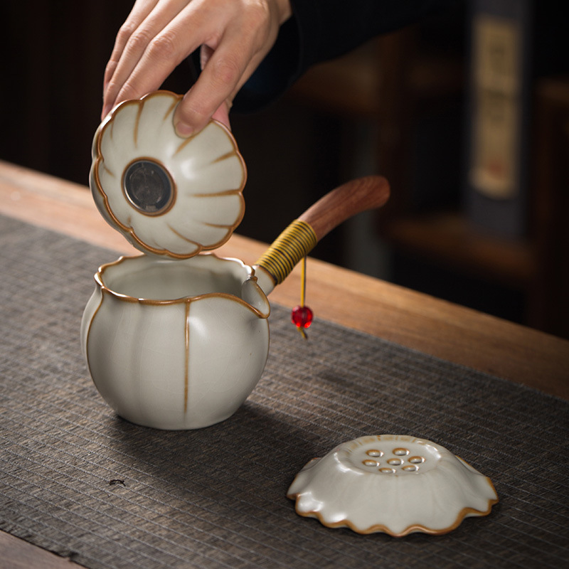 加厚汝窑側把公道杯