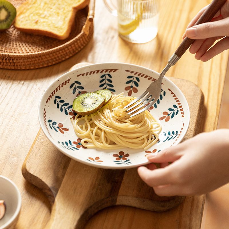 日式復古小花飯碗圓盤