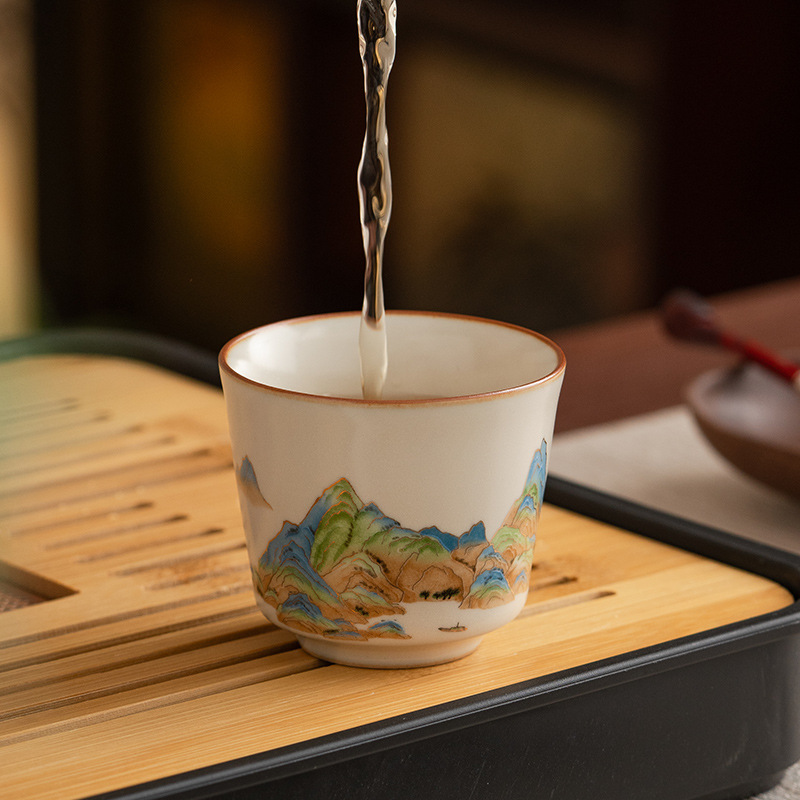 汝窯復古千里江山茶杯