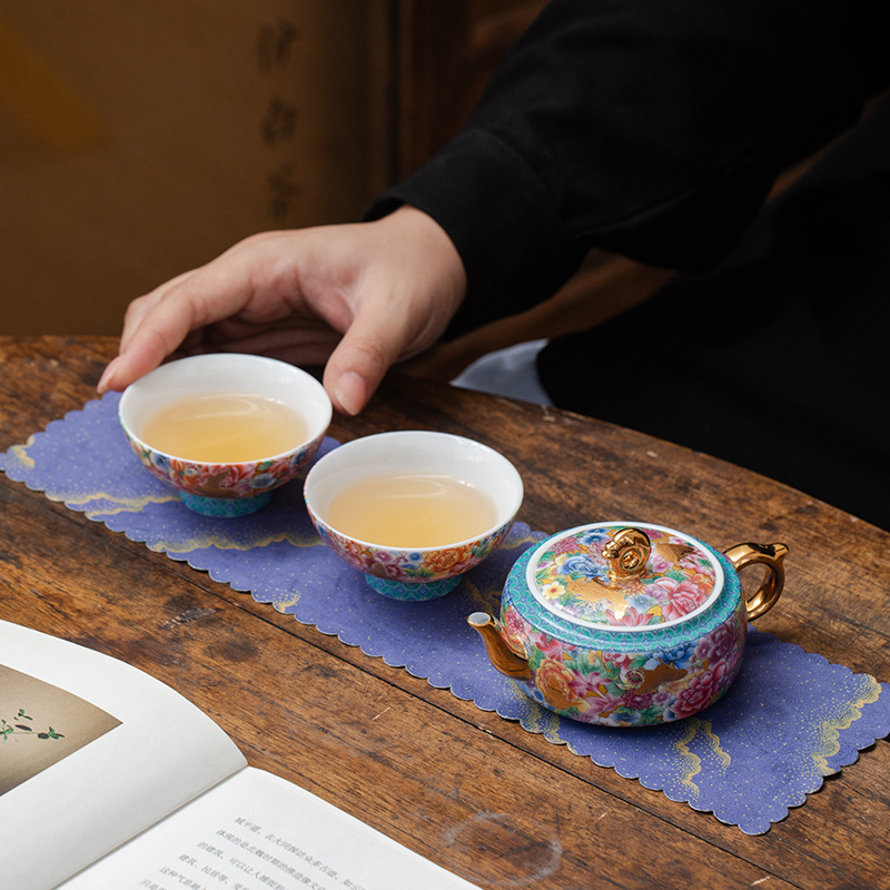 高顏值琺瑯彩宮燈旅行茶具