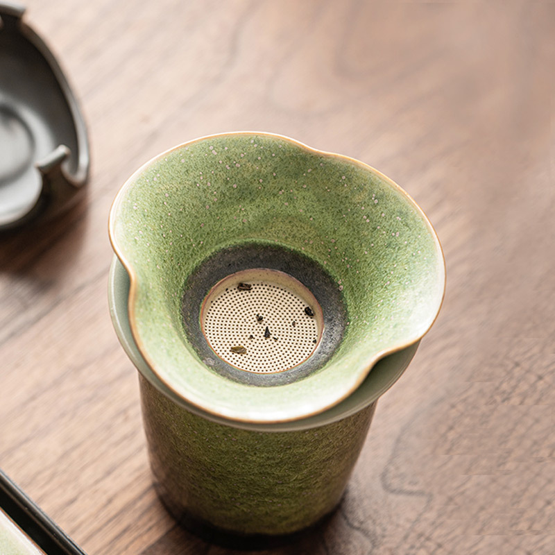 窯變星空綠復古一體茶漏茶濾