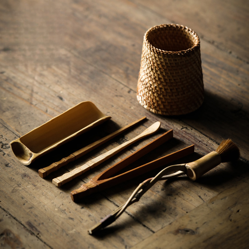 竹編藤編功夫茶具六君子套裝