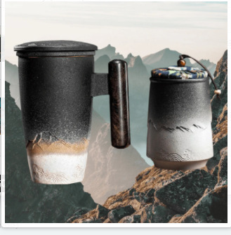 馬克杯漸變釉粗陶茶葉罐