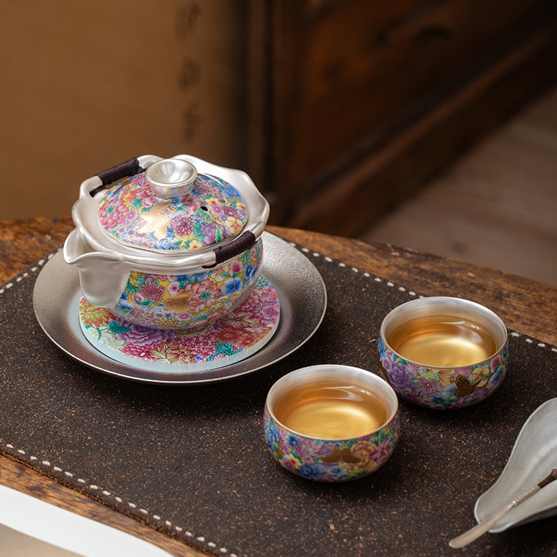 琺瑯彩鎏銀高端功夫茶具套裝