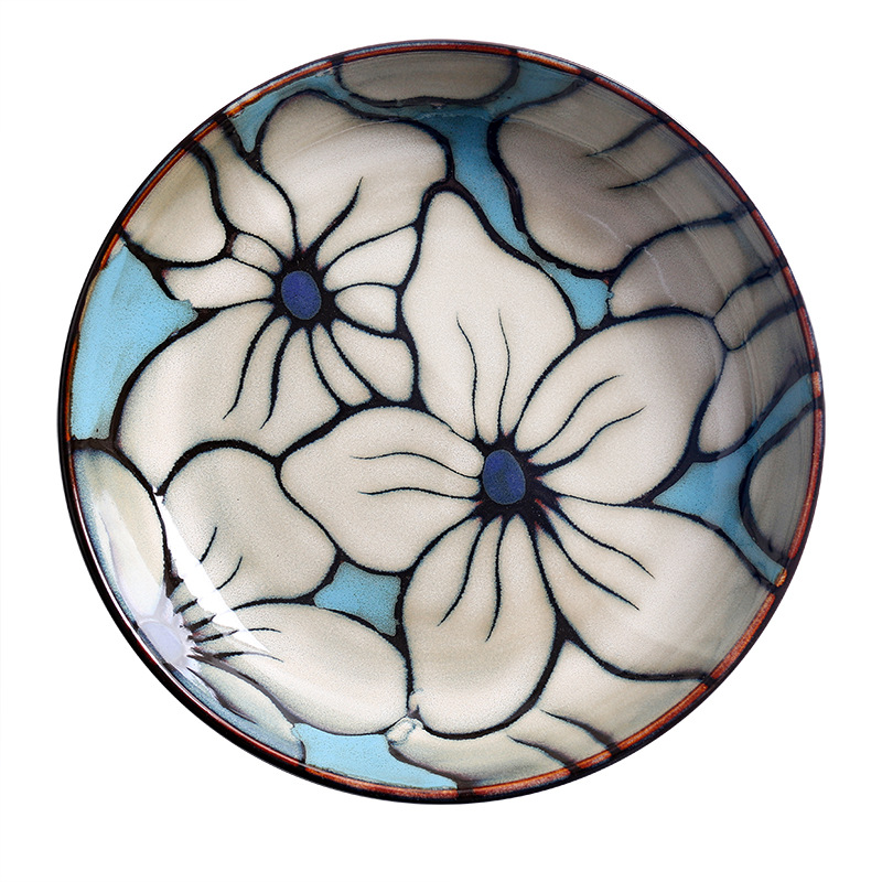 日式復古百合手繪碗盤