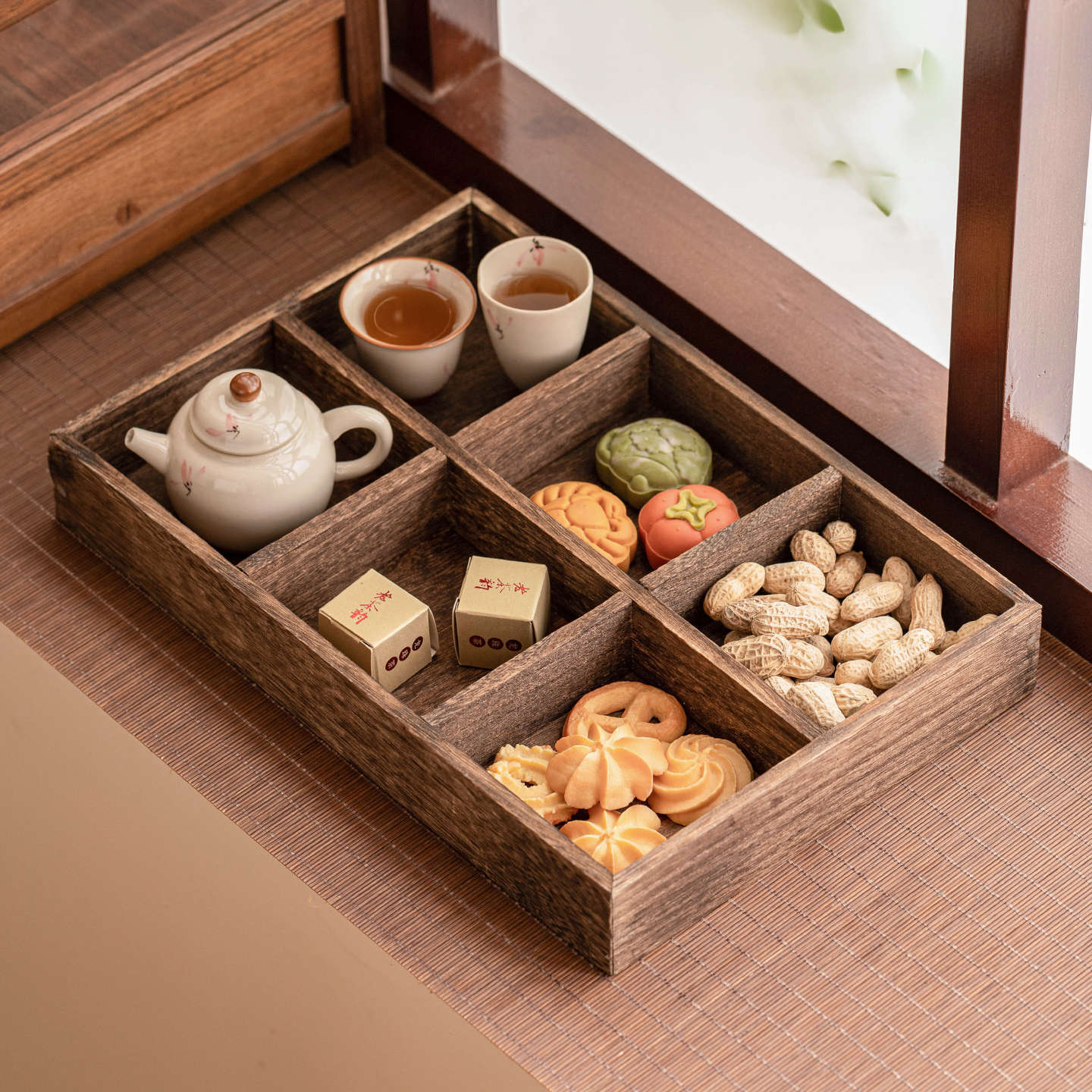 桐木宮格點心盤